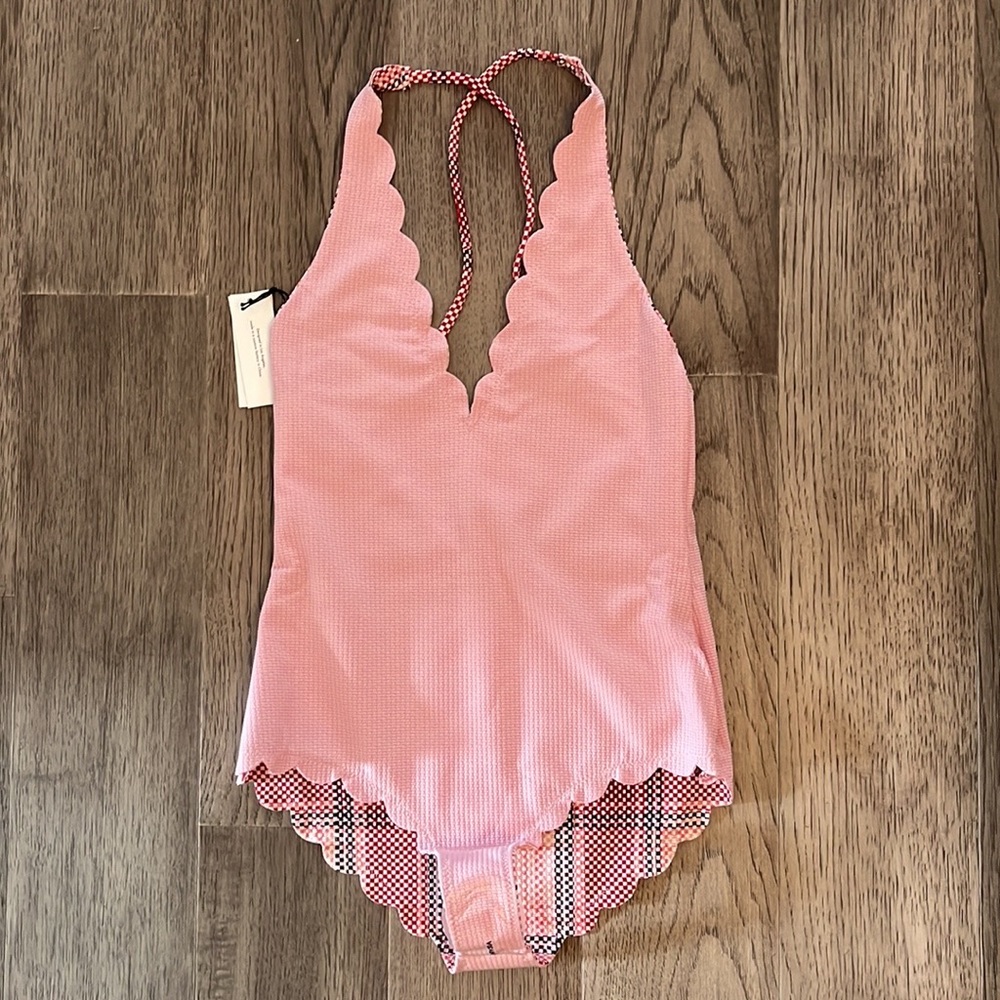 Marysia one piece maillot. Pink. Plaid/bloom. Size xs. Reversible. New.